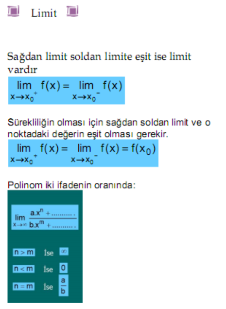 Limit Formülü